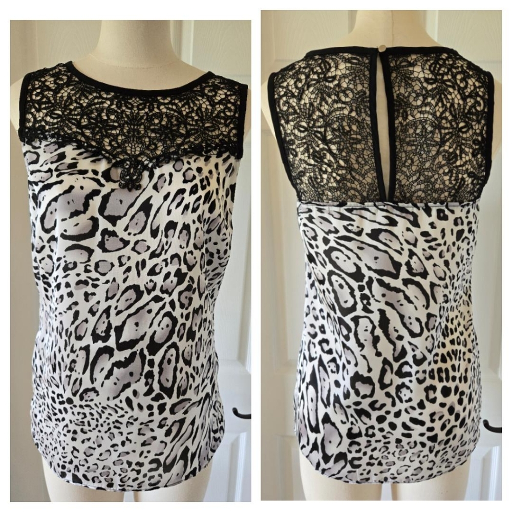 Animal Print Top With Lace